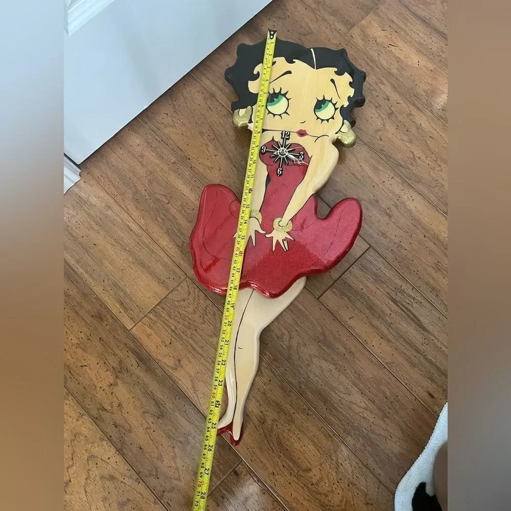 Vintage Rare Large Betty Boop Glitter Pendulum Wall Clock
